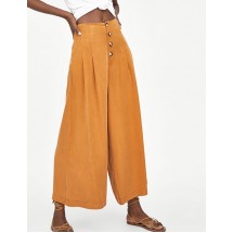 Orange Pure Color Decorated Pants