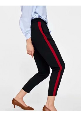 Black Stripe Pattern Decorated Trousers