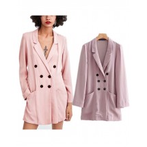 Trendy Pink Pure Color Decorated Long Sleeves Jumpsuits