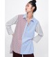Color Matching Patchwork Loose Striped Shirt